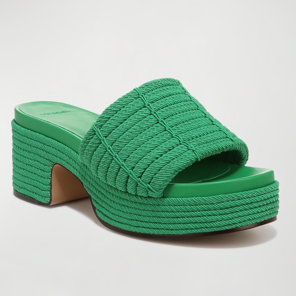 Vince Margo Cord Platform Mules | 8.5 | Emerald